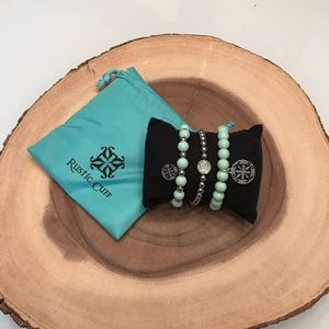 Mint Green Rustic Cuff Rubber & Stainless Set